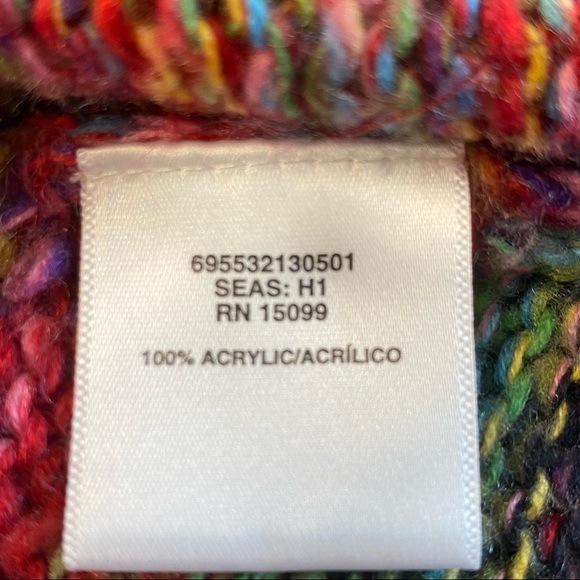INKED & FADED Colorful Rainbow Colors V-Neck Sweater - Picture 7 of 11